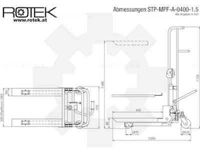 Rotek STP-MPF-A Manuel pallestabler 1,5m 400 kg løfteevne