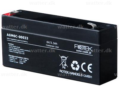 Rotek 6V, 3,3Ah, AGM fleece batteri