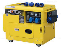 UDGÅET! Rotek GD4SS-1A-6000-EBWZ-ATS diesel generator 6 kVA 230V 50Hz